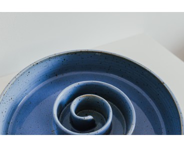 Miska ceramiczna spowalniająca jedzenie dla psa niebieska duża