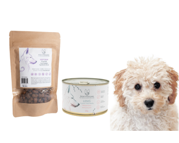 Zestaw prezentowy dla psa- karma mokra i przysmaki